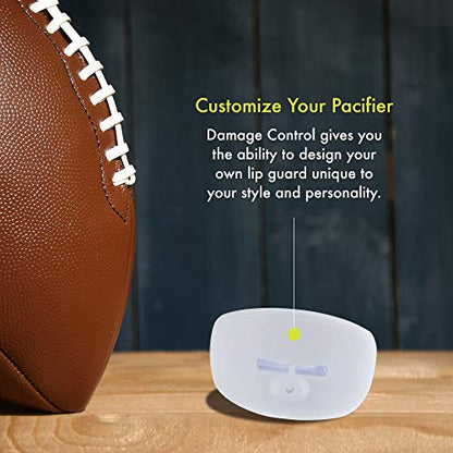 DAMAGE CONTROL Pacifier Mouthpiece – Football Mouthguard with Helmet Strap, Protects Teeth, Jaw & Mouth – Mouth Piece for Sports, No Boiling, Allows Airflow – Gear for Adults & Youth (White) - color: White