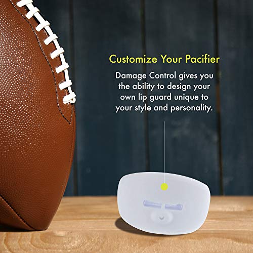 DAMAGE CONTROL Pacifier Mouthpiece – Football Mouthguard with Helmet Strap, Protects Teeth, Jaw & Mouth – Mouth Piece for Sports, No Boiling, Allows Airflow – Gear for Adults & Youth (White) - color: White