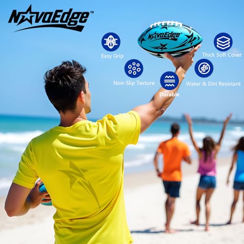 Hydro Water Football - 9.25-Inch Mesh Outer with Rubber Bladder | for All Ages - Pool, Lake, Beach Play | Textured Grip with Real Laces | Includes Pump | Choose 1 or 2 Ball Pack - color: Blue X1
