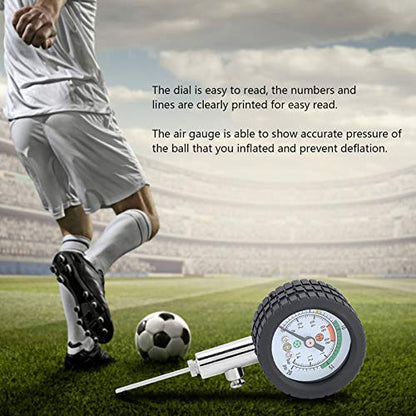 Stainless Steel Air Pressure 95g Easy Read Dial Needle Valve for Football Basketball Volleyball, Accurate Pressure Measurement Tool for Ball Inflation, Lightweight Portable Pump Pr