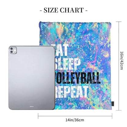 Eat Sleep Volleyball Repeat Drawstring Backpack Gym String Bag Sports Drawstring Sackpack For Women Men