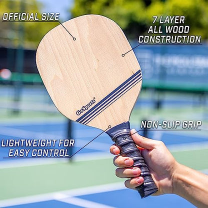 GoSports Pickleball Sets - Classic, Retro, Steel Blue, or Yellow - Includes 4 Paddles, 4 Regulation Pickleballs and Carry Case | 4 Paddles, Carry Case - color: Classic