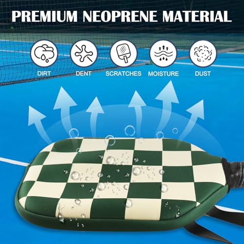 Pickleball Paddle Cover, Neoprene Racket Sleeve with Zipper, 11.8" * 9.05" Soft & Durable Pickleball Paddle Protection Cover 1Pc & 2 Pcs - color: Green 1 Pc