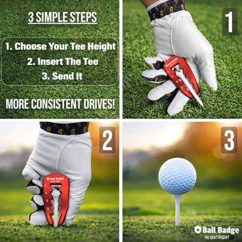 Adjustable Golf Tee Height Tool (5-Level Precision) – Universal Fit for Wooden & Plastic Tees, Consistent Tee Height Setter for Drivers, Fairway Woods & Irons, Durable Aluminum Golf Swing Training Aid - color: Red