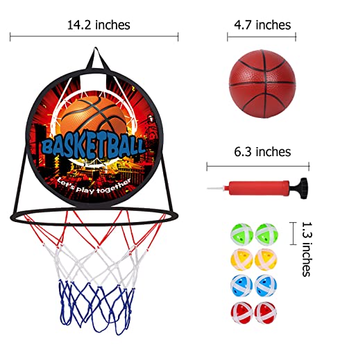 2 in 1 Basketball Hoop and Dart Board, 14" Dart Board for Kids, Basketball Hoop for Kids Toddlers, Sports & Outdoor Play, Birthday Gift Toys for 3 4 5 6 7 8 9 10 Year Old Boys Girls Kids, Party Favors - style: 2 in 1 Red Theme