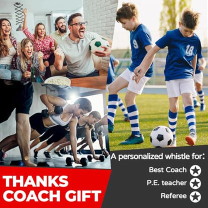 Personalized Whistle for Coach, Silver Whistle Personalized with Lanyard, Appreciation Gift for Referee, Coach, Teacher - color: Gold