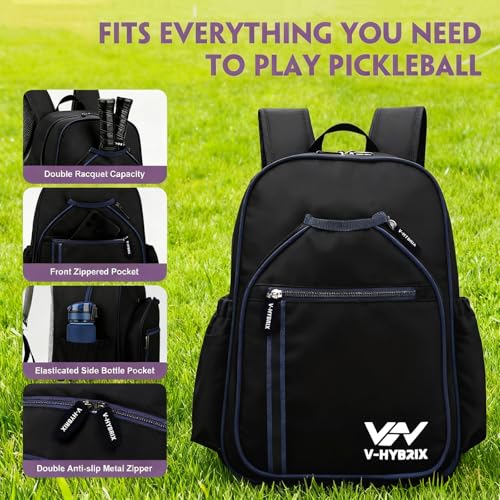 Pickleball Bags, 30L Deluxe Waterproof Pickleball Backpack with Shoe Compartment for Men Women Pickle Ball Gift Accessories for Pickball Lovers (Black) - color: Black