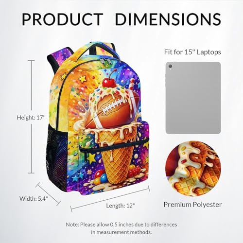 Football Backpack for Boys Kids Back Packs, 17 Inch Teens Schoolbag Sports Bookbag for Elementary Students Lightweight Durable - color: Brown