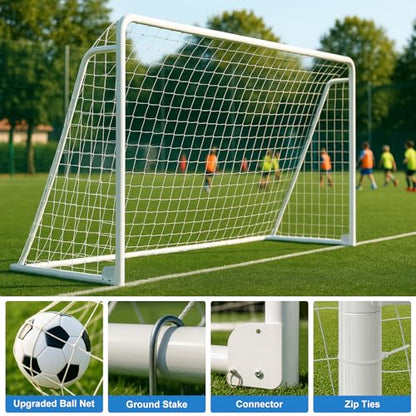 MOPHOTO Soccer Goal, 6X4/8x6/10x6.5/12x6/16x7/18.5x6.5/21x7/24x8ft Soccer Goals for Backyard, Full Size Soccer Goal for Teens & Adults Training - size: 12x6FT, style: Alloy Steel-Foldable