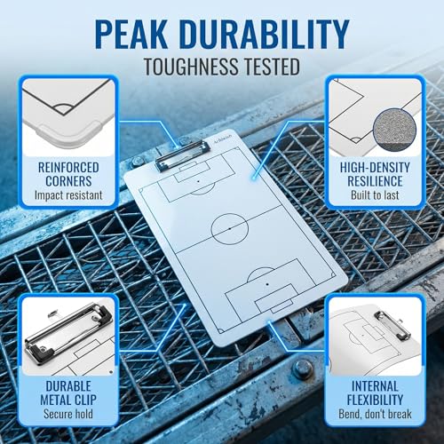Soccer Coaching Board, Professional Soccer Tactics Board for Coaches, Portable Dry-Erase Soccer Whiteboard for Tactical Diagrams and Game Analysis