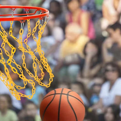 Basketball Net Replacement Heavy Duty,Resin Material, Anti-Rust Use Indoor Outdoor Standard 12-Ring Basketball Hoop - style: Yellow