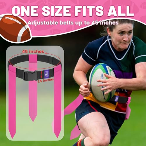 Flag Football Belts, 7 Player Flag Football Set, 21 Flags for Flag Football for Kids Youth Adults Training Sports - color: Pink