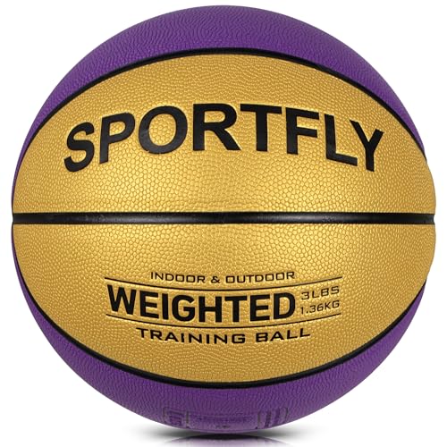 Basketball Weighted 1.3kg Auxiliary Heavy Ball 3lbs Size 7 for Indoor and Outdoor Training, Training Heavy Basketball for Improving Dribbling and Ball Control - color: Golden, Purple