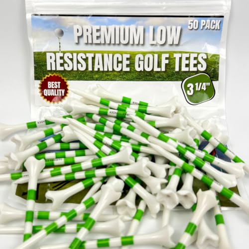 (50/150/500) Plastic Golf Tees 3 1/4 Best Golf Tees for Men, Unbreakable Golf Tees for Women, Long Golf Tees, Zero Friction Golf Tees, Tall Golf Tees Plastic Unbreakable, Reusable Golf Tee - size: 50