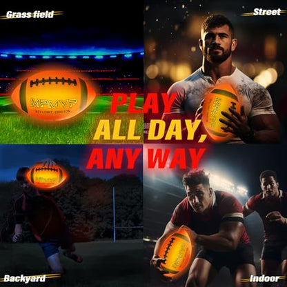Light Up Football for Boys 8-12, Rechargeable Glow Football Official Size 9 – Great for Graduation Gifts, Outdoor Yard Games, Teen Sports & School Play - size: Size 9