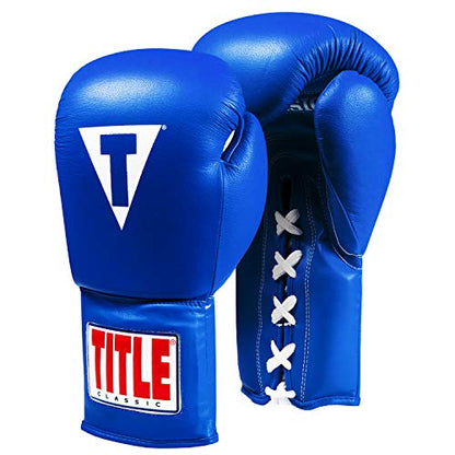 Title Classic Leather Lace Training Gloves 2.0 - Lace Up Boxing Glove, Boxing Competition Gloves, Boxing Sparring Gloves, Boxing Training Gloves, Boxing Bag Gloves, Boxing Gloves - color: Blue, size: 18 oz