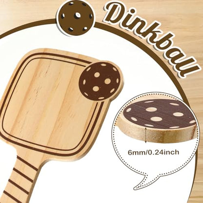 Hushee 6 Pack Dinkball Drink Coasters Wood Coasters Set Paddle Shape with Handle Funny Father Day Gift for Men Women Sports Lovers Fans Party Favors Decorations