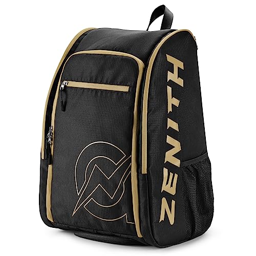 A11N SPORTS Tournament Pickleball Bag Backpack for Men & Women, Holds 4 Paddles, Shoe Compartment, Fence Hook - color: Black/Gold