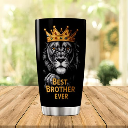 CUBICER Best Brother Ever Lion Design Stainless Steel Tumbler 20 Oz Inspirational Gift For Men Birthday Christmas Bottle Hot Heat Outdoor Iced Insulated Cool Coffee Tea Drink Mug Travel - color: Brother Motivation 0U