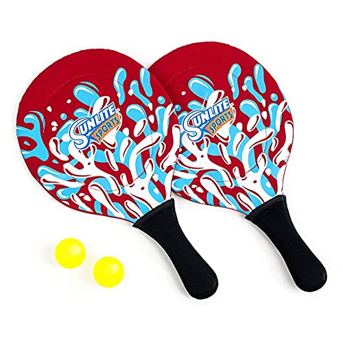 Sunlite Sports Beach Paddle Game Set, 2 Paddles and 2 Balls, Perfect for Backyard Fun or Outdoor or Beach or Lawn, Red - color: Red