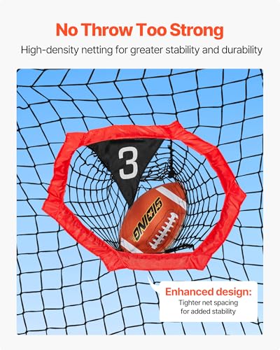 VEVOR 7 x 7 ft Football Throwing Net,Quarterback Training Equipment with 5 Target Pockets ,Includes Straps and Portable Carry Case, Improve QB Throwing Accuracy