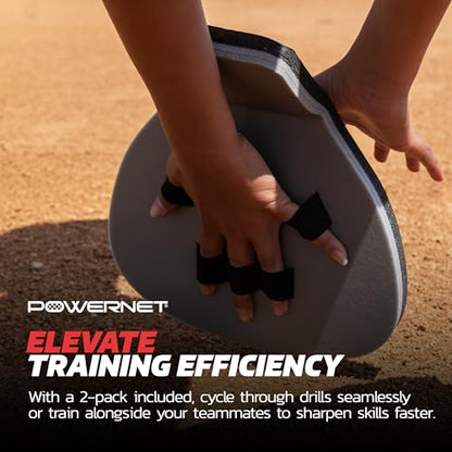 PowerNet Fielder Pro, Angled Wrist Soft Hands Softball & Baseball Training Equipment, Baseball Practice Equipment for Fast Transition from Glove, Right & Left Hand Universal Fit, 2-PK