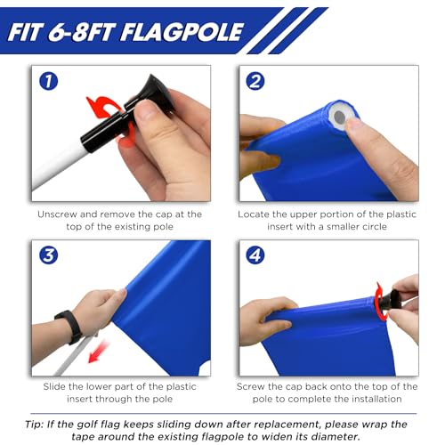 KINGTOP Standard Golf Flags with Tube Inserted, All 20" L x 14" H, Practice Putting Green Flag for Yard, Tournament Course, 420D Nylon PGA Regulation Chipping Pin Flag - color: 20x14 Inch- Blank Blue- 1pk