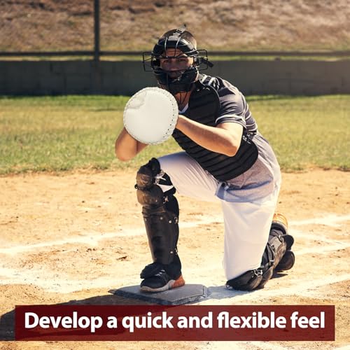 VioraWhite Pancake Baseball and Softball Training Glove - Flat & Soft Premium PVC Fielding Gear for Left-Hand Throw, Great Choice for Teens - color: White