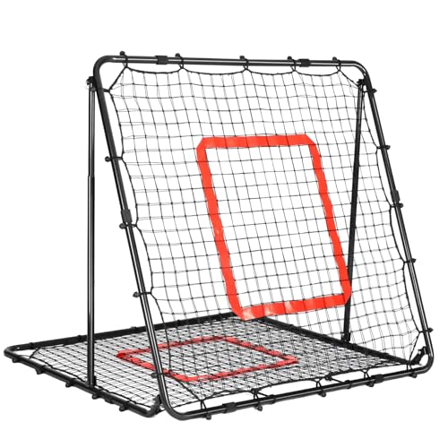 BaseGoal Baseball and Softball Rebounder Net,Baseball Rebounder,Volleyball Rebounder,Pitch Back Net,Multi-Sport Training Rebound Screen,with Pitching Target,Easy Adjustable Angles - size: 47x47 IN, style: Black
