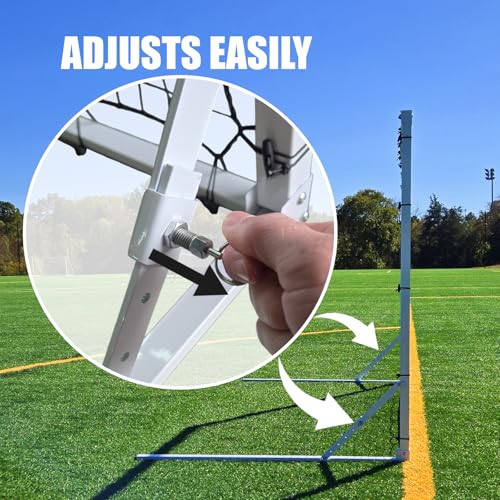 8x5 Ft Soccer Rebounder Goal, Heavy Duty 3MM Steel Frame w/Two Nets, 5 Adjustable Angles for Passing, Shooting & Skills Practice