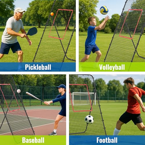Volleyball Rebounder Net 7x4 FT, 5-Angle Adjustable Bounce Back Net, Steel Frame & PE Training Net for Volleying/Spiking, Rust-Resistant & Durable – w/Travel Bag, 2 NETS - color: Black