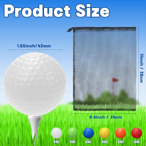 Coopay 60/120/240 Pack Practice Golf Balls, 42mm Plastic Golf Training Balls with a Drawstring Bag Hollow Sports Limited Flight for Swing Practice Driving Range Backyard Home - color: Multicolor, style: 60 Pack