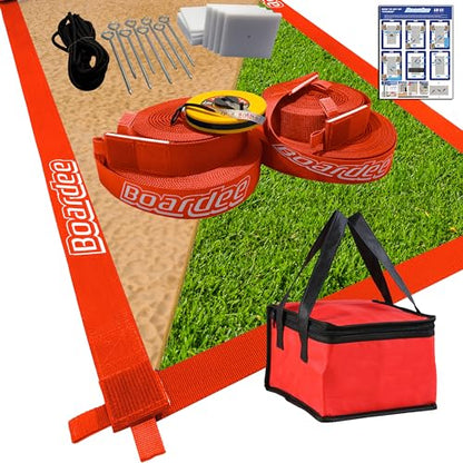 Beach Volleyball Court Lines by Boardee, Adjustable & Portable for Sand & Grass - Free Bag and Tape Measure 2 in x (26.3'x52.6') Hook & Loop Lines Durable Official Weather Resistant