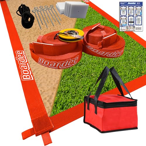 Beach Volleyball Court Lines by Boardee, Adjustable & Portable for Sand & Grass - Free Bag and Tape Measure 2 in x (26.3'x52.6') Hook & Loop Lines Durable Official Weather Resistant