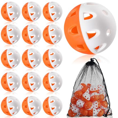 VioraWhite Mini Practice Baseballs 1. 65 Inch Small Baseball Training Lightweight Hollow with a Drawstring Bag for Hitting, Batting Training Use - color: Orange and White