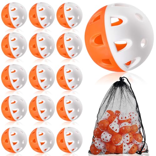 VioraWhite Mini Practice Baseballs 1. 65 Inch Small Baseball Training Lightweight Hollow with a Drawstring Bag for Hitting, Batting Training Use - color: Orange and White