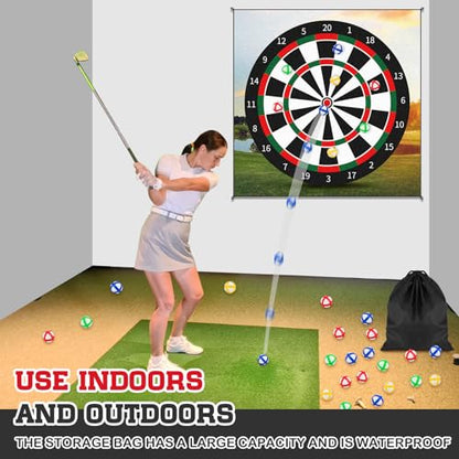 Simgoing 60 Pcs Mini Sticky Golf Balls for Fabric Dart Board, Dart Hook and Loop Balls Safe Sport Game Accessories with Storage Bag for Teens Indoor Outdoor Party Games
