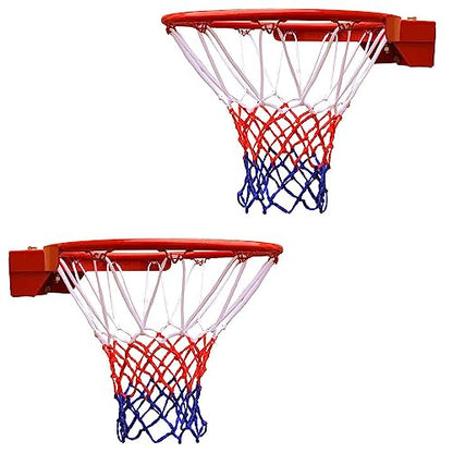 THUNDERBAY 18 inch Standard Double Spring Flex Reinforced Wall Mounted Basketball Rim, Two Nylon Nets Include One Nightlight Basketball Net - style: 2 Count (Pack of 1)