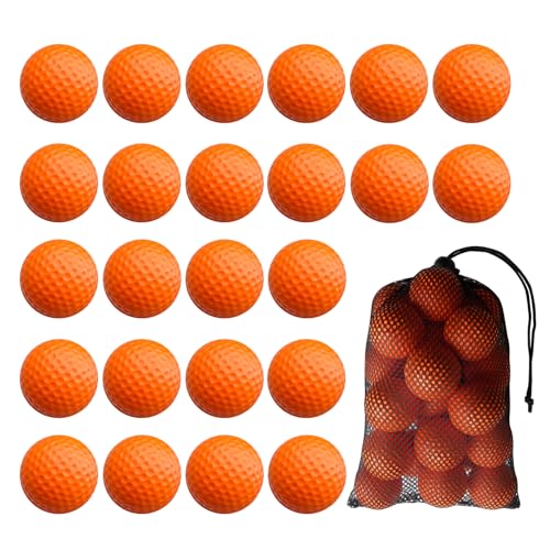 24 Pack Foam Golf Practice Balls,Practice Golf Balls for Backyard,Realistic Feel and Limited Flight Soft Golf Balls for Indoor or Outdoor Training - color: Orange