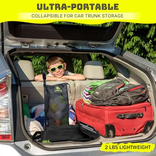 Lightweight Tennis Ball Hopper – Holds 50+ Tennis Balls or 40+ Pickleballs | Durable Steel Frame | Portable Adjustable Ball Picker for Hard Court, Clay, Grass - color: Black