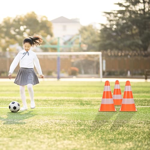 Football Training Marker Cones Bucket Set, 9-inch Orange Soccer Obstacle Cones for Agility Drills, 2pcs Football Training Equipment for Outdoor Practice and Coaching
