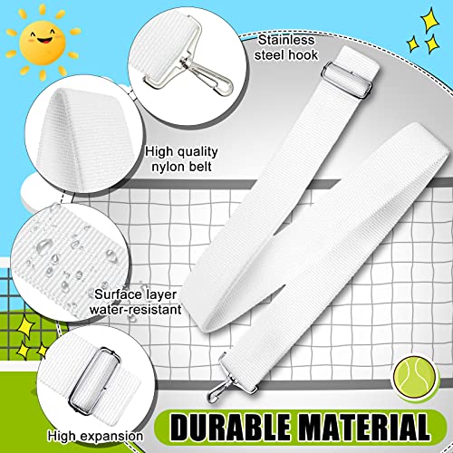 Summer Tennis Net Center Strap Adjustable Height Net Straps Portable Tennis Accessories for Driveway Sports Training Contest Equipment, 39 x 1.96 Inch, White (2 Pieces)