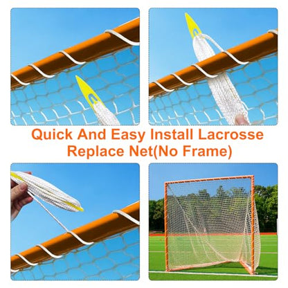 1/2Pcs 4/5/6mm 6’X6’X7’ Heavy Duty Lacrosse Goal Net with 1/2XRandom Color Installation Tool and 2/4X49ft Lacrosse Net Lacing Rope Lacrosse Replacement Net for Lacrosse Practice，Competition
