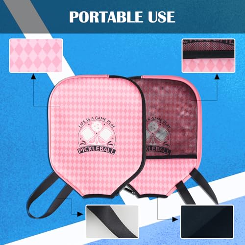 Pickleball Paddle Cover, Neoprene Racket Sleeve with Zipper, 11.8" * 9.05" Soft & Durable Pickleball Paddle Protection Cover 1Pc & 2 Pcs - color: Pink 1 Pc