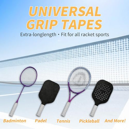2 Pcs Tennis Racket Grip Tape, Dry Tennis Overgrip Tape, Anti-Slip Absorbent Grip, Racket Overgrip Tape - color: Gray, size: Textured-43.3"x1"x0.03"