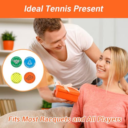 NIIIYTYB 4 Pcs Tennis Racquet Dampeners Funny Unique Silicone Dampener Tennis Dampers Racket Vibration Dampeners Fun Tennis Racket Dampers with Words Shock Absorbing Tennis Accessories
