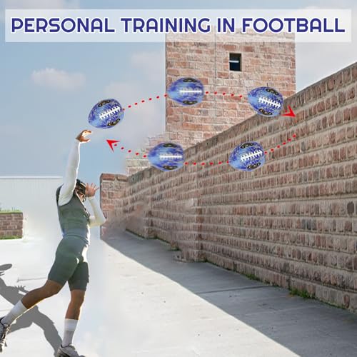 Glow in The Dark Football, Holographic Blue Glowing Leather Football Ball for Men Women Training