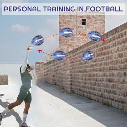 Glow in The Dark Football, Holographic Blue Glowing Leather Football Ball for Men Women Training