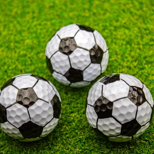 GBM Soccer Novelty Golf Balls – 360 Degree Soccer Golf Balls Design for Players, Coaches, Sports Fans, Tournaments, League Play and Golfers Gifts, 1 Dozen