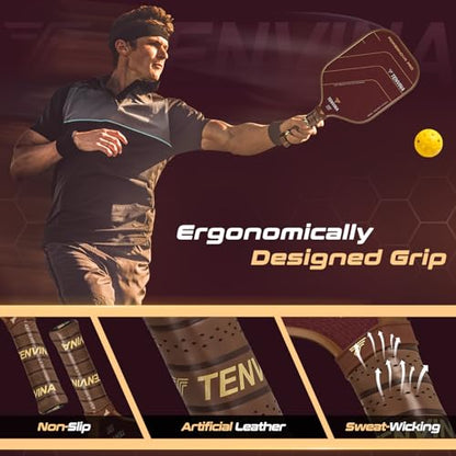 TENVINA Pickleball Paddles, Thermoformed T700SC Carbon Fiber Pickleball Paddle, Pickle Ball Paddle USAPA Approved with Dominant Power and Larger Sweet Spot - color: PRO-Aramid-Elongated-16MM Control
